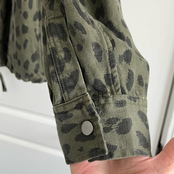 Rails Collins Linen Blend Green Leopard Utility Jacket Animal Print Size XL NWOT - Picture 6 of 16